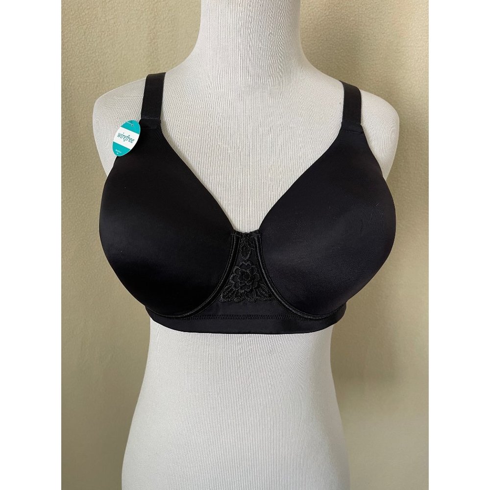 Vanity Fair Black Lace Middle Wire Free Full Coverage Bra - 38C